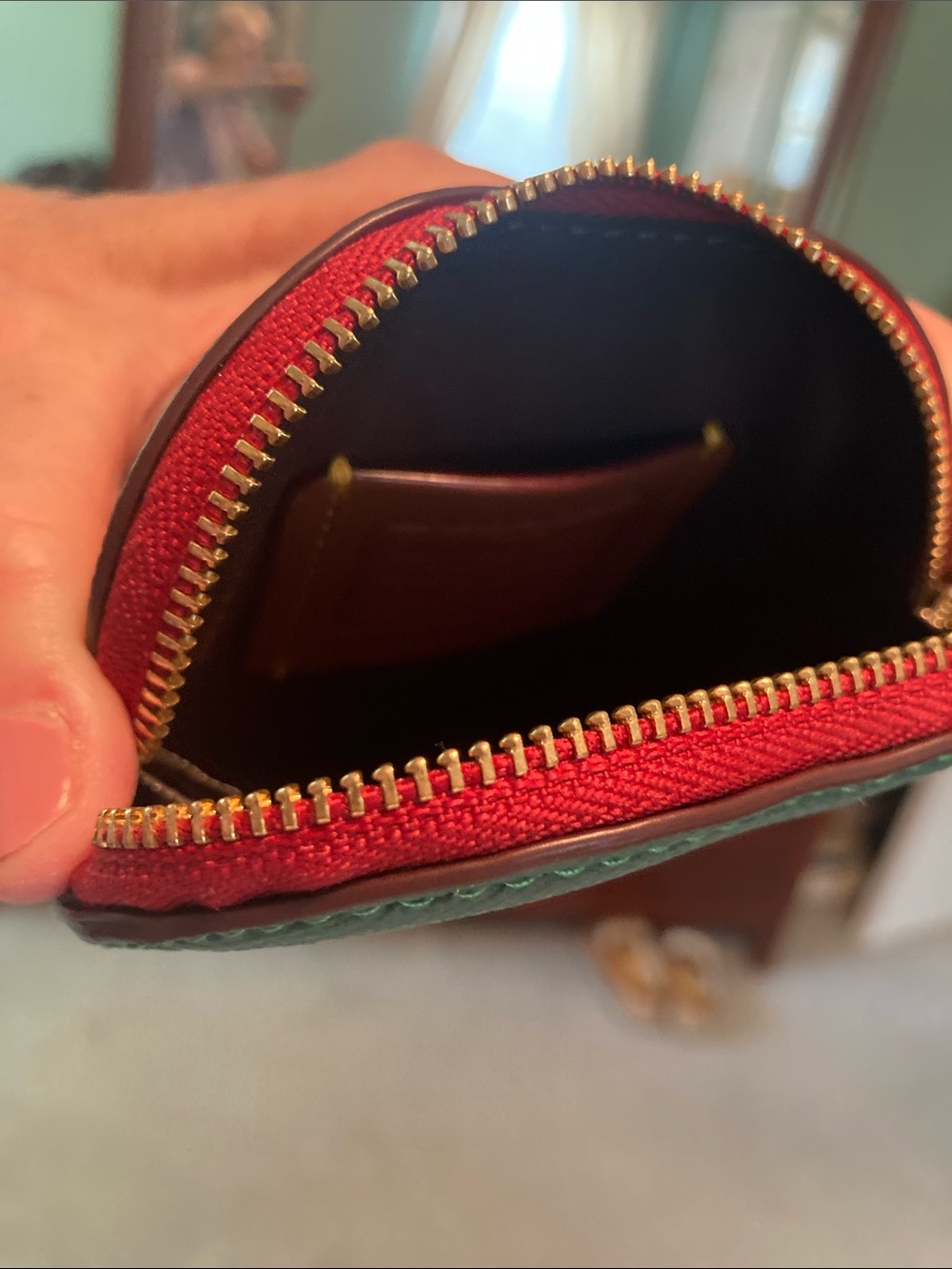 Coach Red Strawberry Coin Case with Green Top - Picture 7 of 8